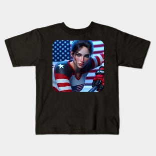 American Woman Ice Hockey Player #2 Kids T-Shirt